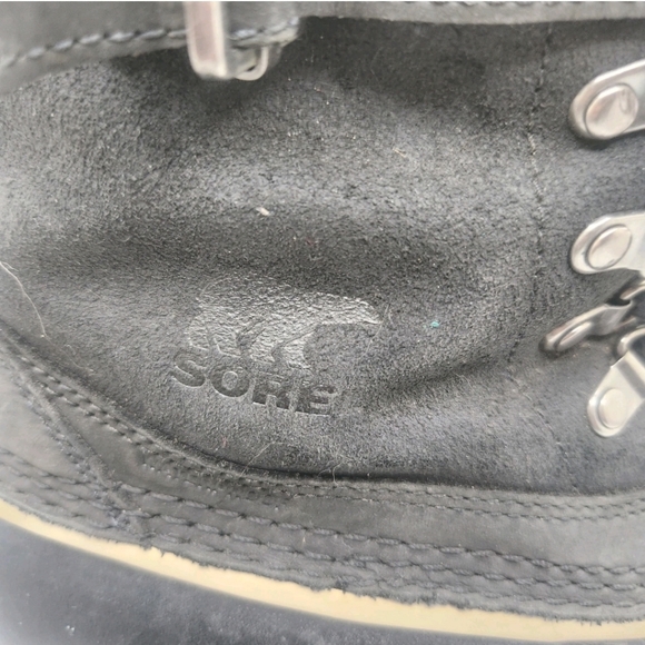 Sorel Fancy Lace II Black Suede Rubber Waterproof Mid Calf Boots size 9.5 Felt - Picture 4 of 9